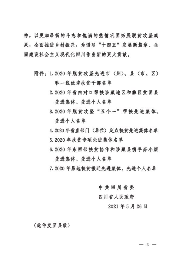 川委〔2021〕372号中共四川省委__四川省人民政府关于表扬2020年脱贫攻坚先进集体和先进个人的决定(1)[3]